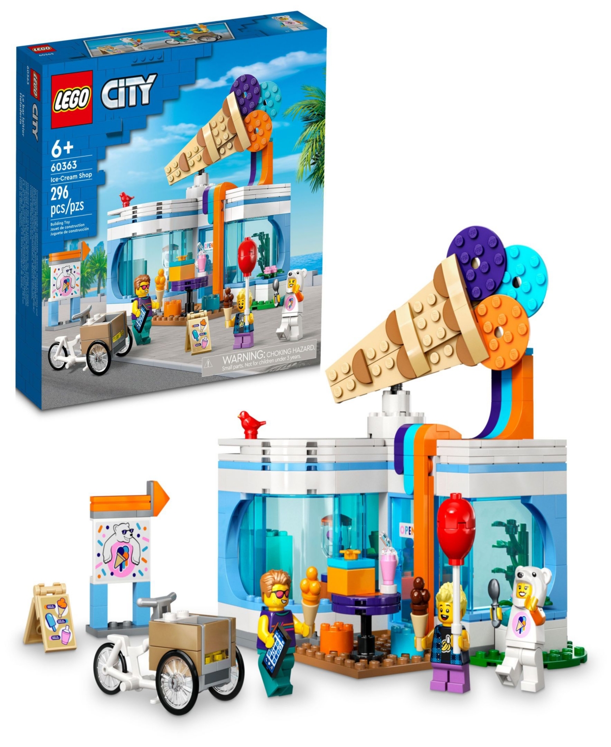 Lego Kids' City Ice-cream Shop Pretend Building Toy Set 60363 In Multicolor