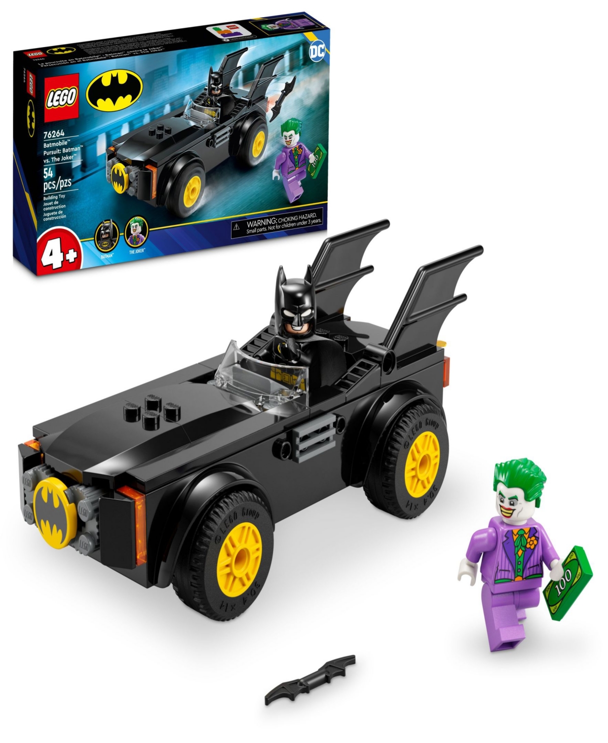 Lego Kids' Dc Batmobile Pursuit- Batman Versus The Joker Super Hero Toy 76264 In Multicolor