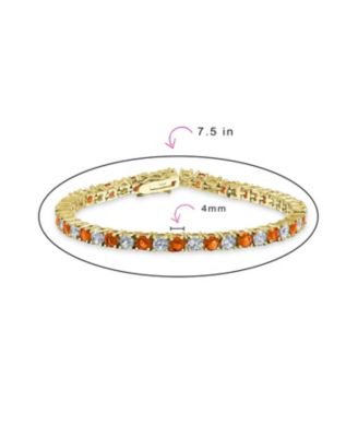 Alternating Stones Round Cubic Zirconia 12.00 CT 4 Prong Basket Set Solitaire CZ Tennis Bracelet Prom Gold Plated 7.5 Inch