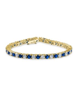 Classic Birthstone Green 12CTW Alternating CZ Tennis Bracelet Gold Plated