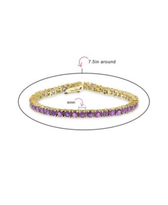 Classic 12CTW Cubic Zirconia Solitaire CZ Tennis Bracelet Gold Plated 7.5 Inch