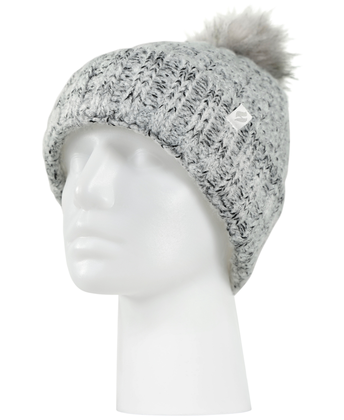 Heat Holders Women's Marseille Ribbed Roll-up Pom-pom Hat In Grey