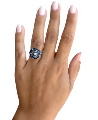 Denim Ombr&eacute; (7/8 ct. t.w.) & Nude Diamond (1/4 ct. t.w.) Flower Ring in 14k White Gold