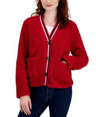 Women's Fuzzy V-Neck Cardigan Sweater