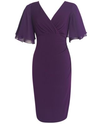 FLUTTER SLEEVE MESH SHEATH DRESS WITH ILLUSION NECKLINE IN SERENITY deals