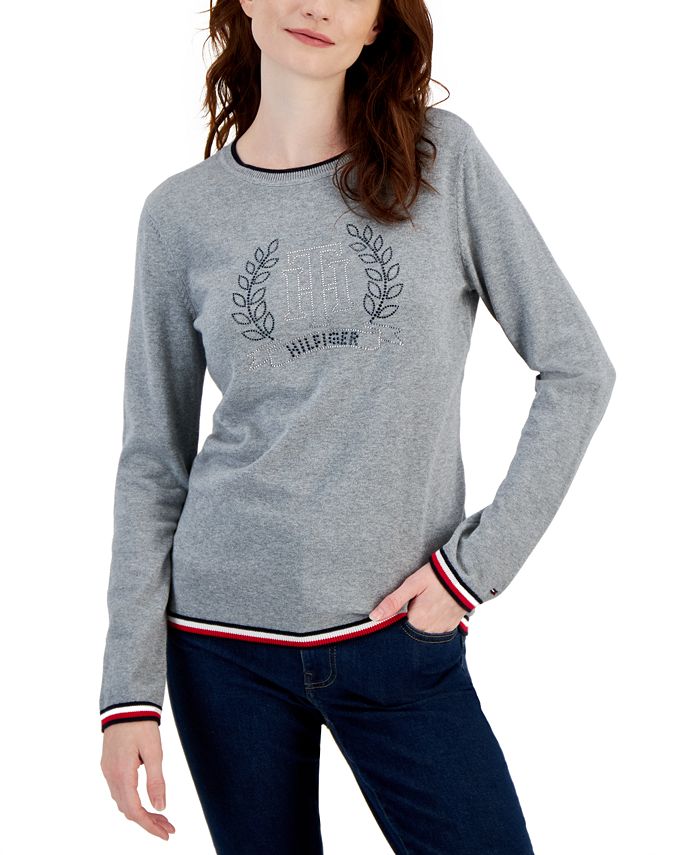 Tommy Hilfiger Women\'s Logo Crest - Sleeve Long Macy\'s Sweater