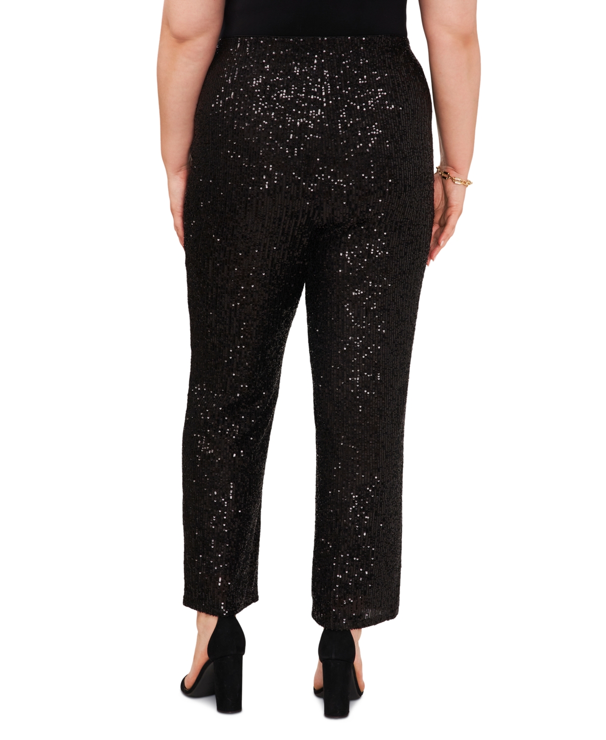 Msk Plus Size Sequined Mesh Pull-On Palazzo Pants