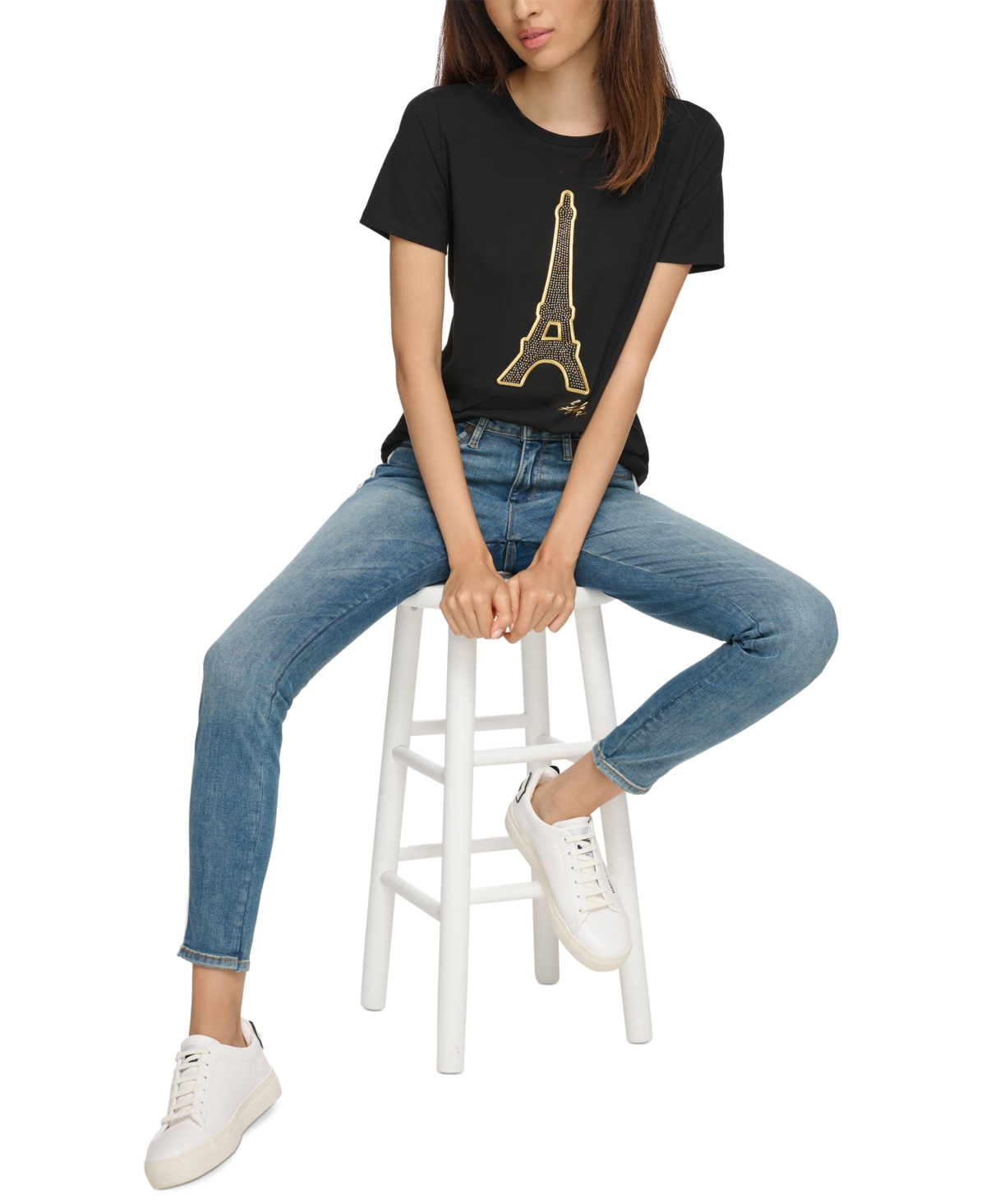Karl Lagerfeld Paris Women's Petite Eiffel Tower T-Shirt - Gold