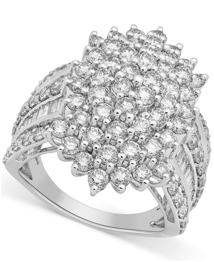 Macy's Diamond Round & Baguette Cluster Multirow Statement Ring (4 ct ...