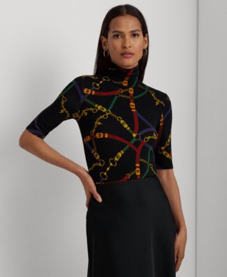 Lauren Ralph Lauren - Petite Belting-Print Jersey Turtleneck Top