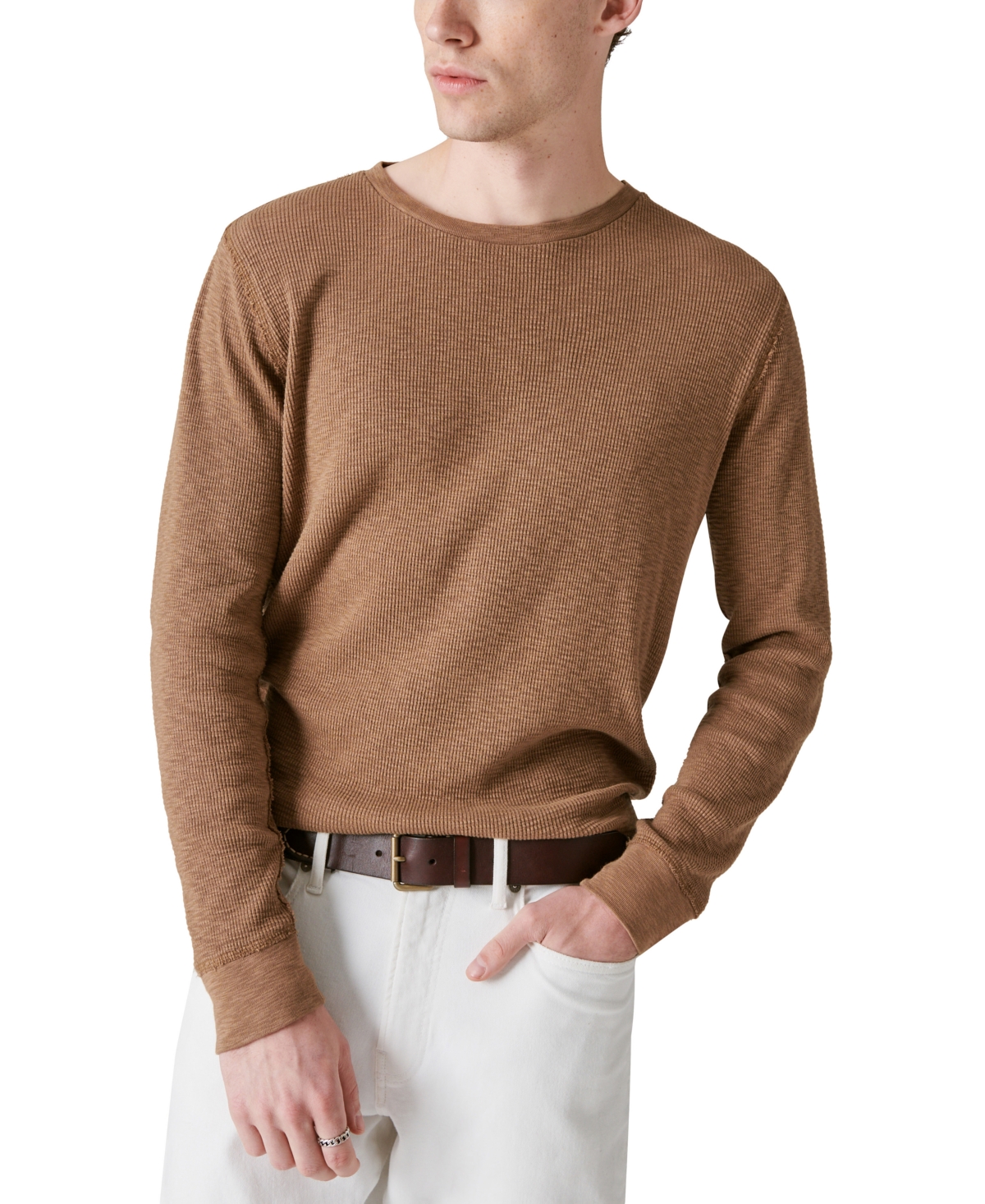 LUCKY BRAND MEN'S GARMENT DYE THERMAL CREWNECK