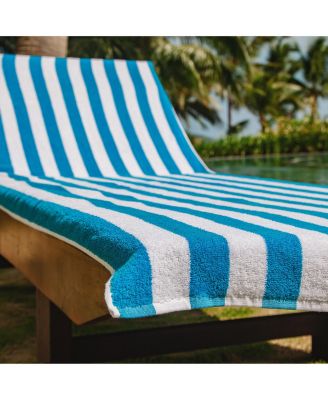 California Cabana Chaise Lounge Covers (2 Pack), Striped Color Options, 30x85 in. with 8" Fitted Pocket for Beach or Pool Chair