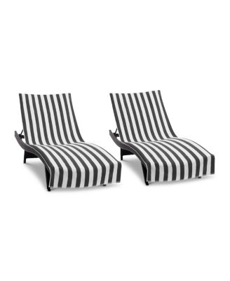 California Cabana Striped Soft Cotton Chaise Lounge Chair Covers 2-Pack