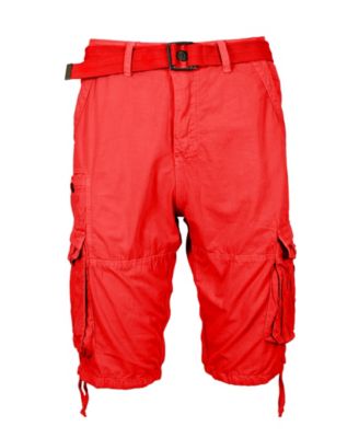 Men's Vintage-Like Cotton Cargo Belted Shorts