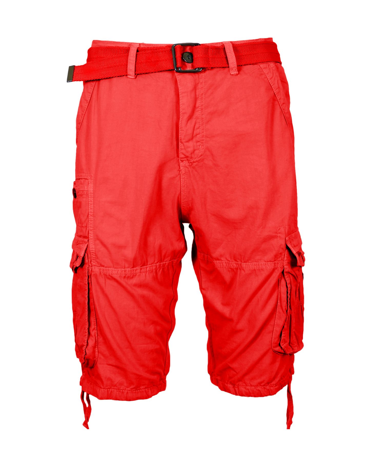 Мужские шорты Blu Rock Vintage-Like Cotton Cargo Belted, цвет: Красный — фото 1