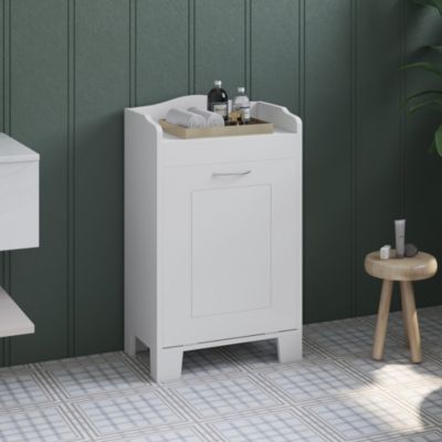 Bathroom Hamper Wood Laundry Tilt Out Basket Storage Bench Furniture cabinet