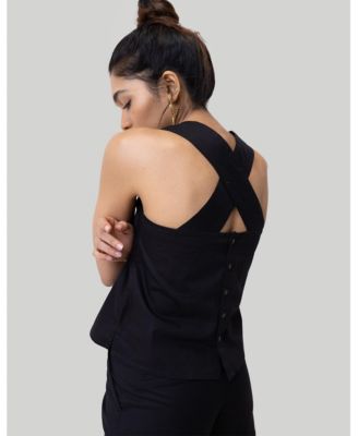 Women's Crossback button up tank top