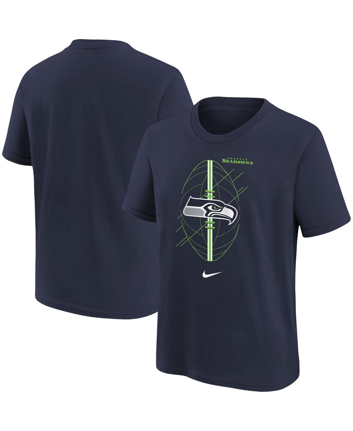 Shop Nike Preschool Boy And Girls  Navy Seattle Seahawks Icon T-shirt