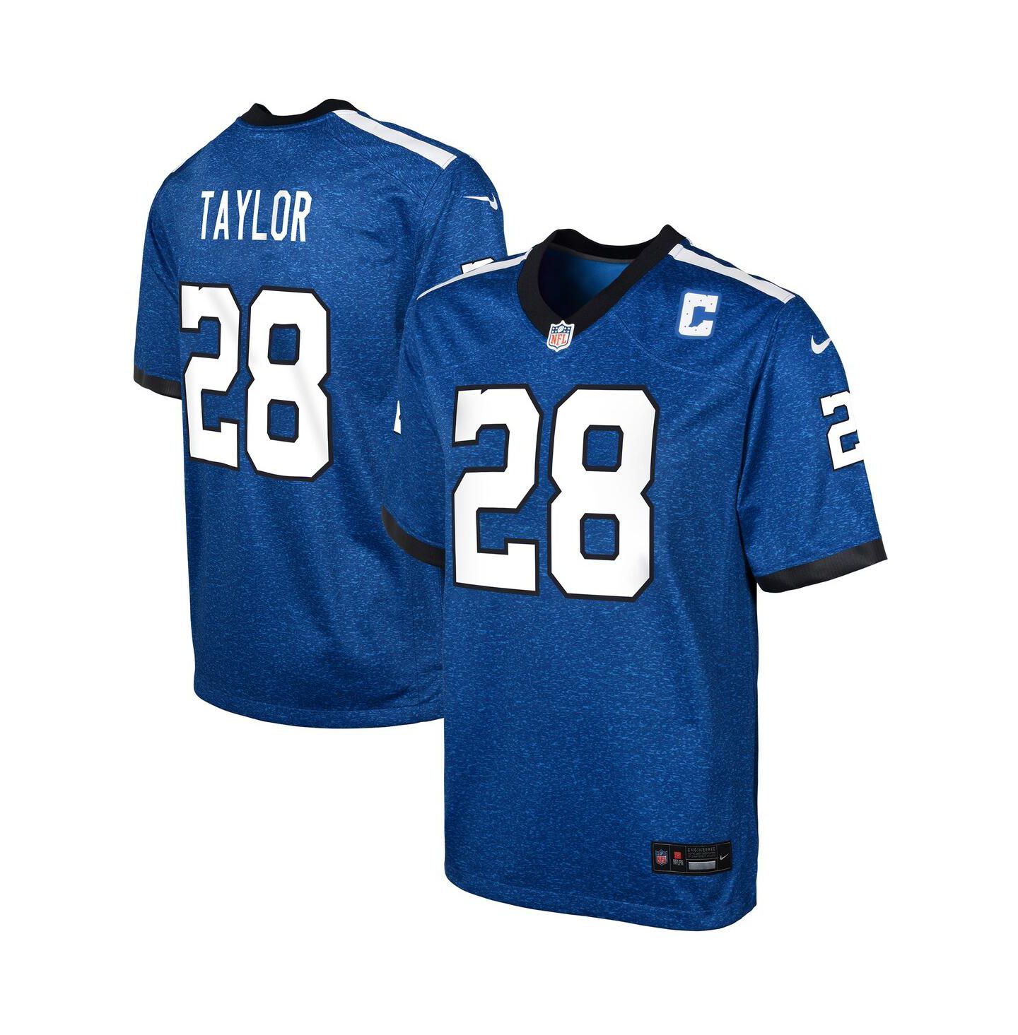 Топ Nike Jonathan Taylor Indianapolis Colts Indiana Nights Alternate Game Jersey для мальчиков, цвет: Королевский синий / Чёрный — фото 1