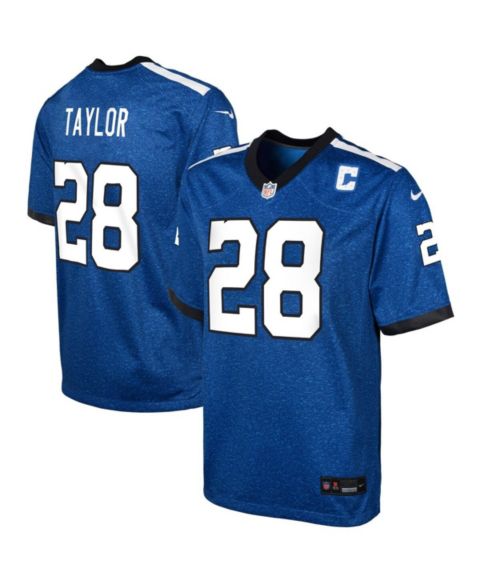 Топ Nike Jonathan Taylor Indianapolis Colts Indiana Nights Alternate Game Jersey для мальчиков, цвет: Королевский синий / Чёрный