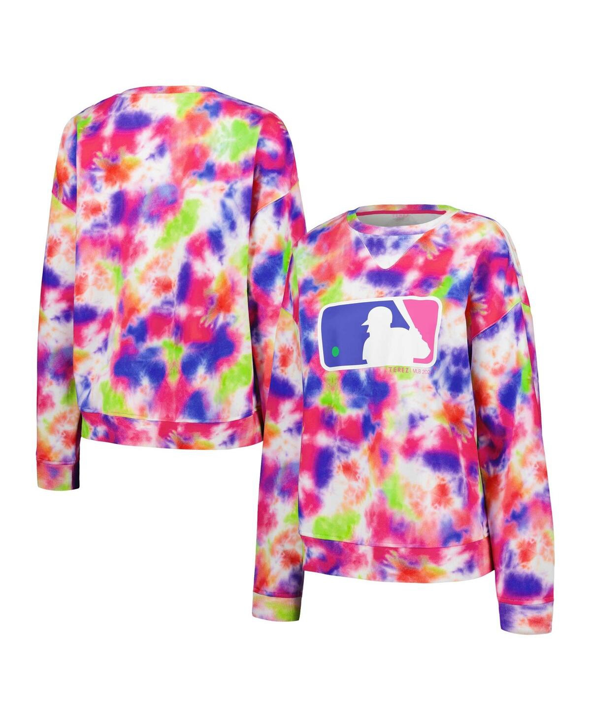 Terez Women's  Mlb Batterman Neon Tie-dye Pullover Sweatshirt