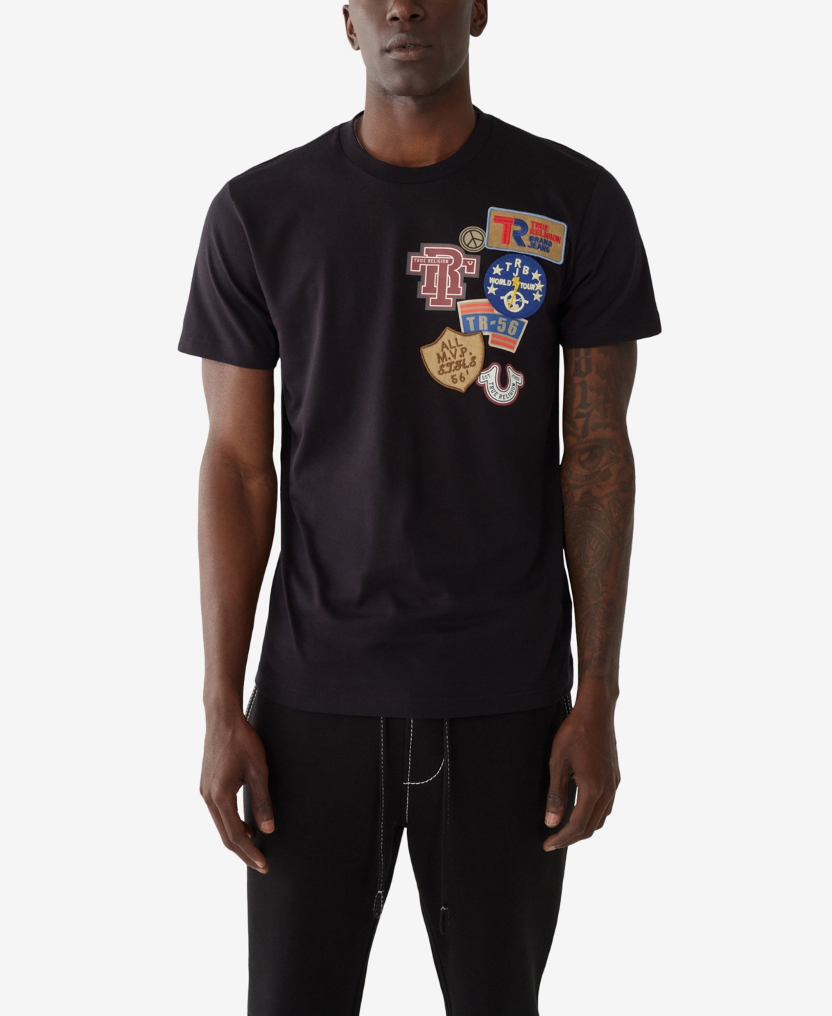 True Religion Men s Short Sleeves Collegiate Patch T shirt Smart