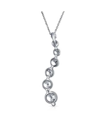 Classic Cubic Zirconia Solitaire CZ Pendant Necklace Sterling Silver