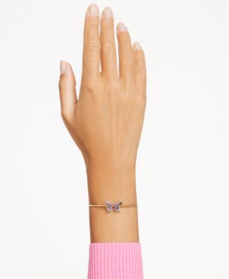 Swarovski Gold-Tone Multicolor Pavé Butterfly Slider Bracelet