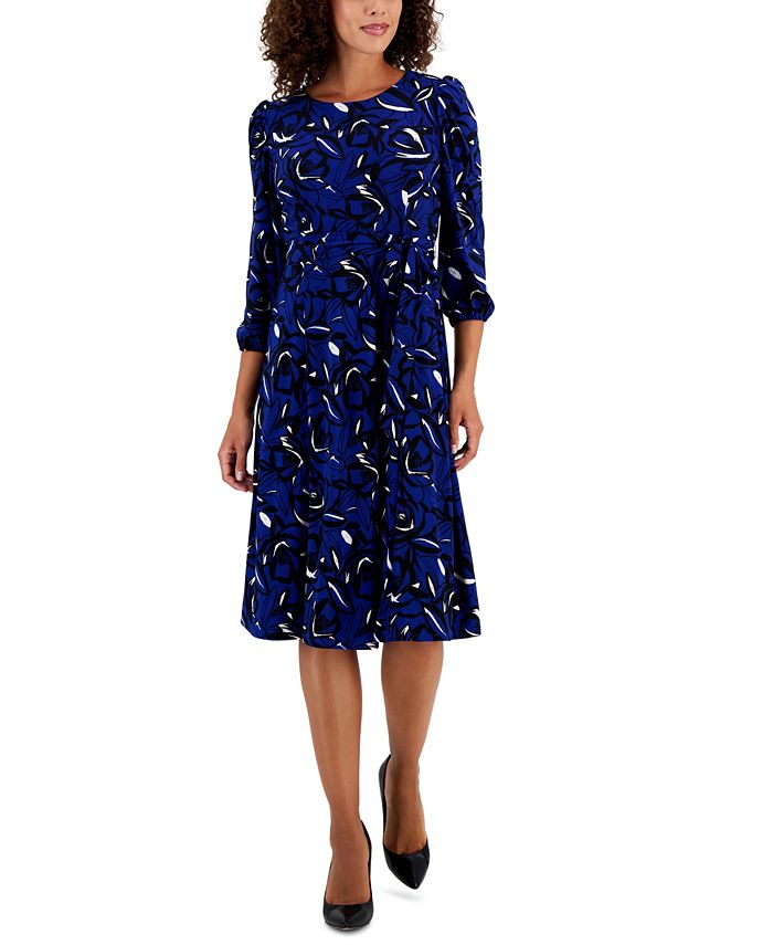 Kasper Women's 3/4-Sleeve Printed Knit Dress - Macy's