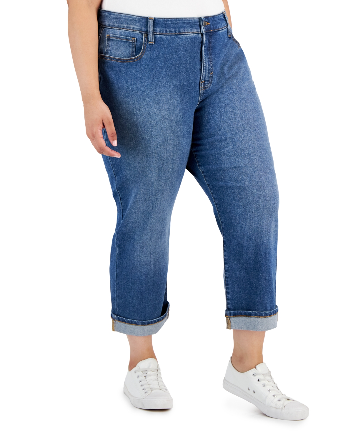 Style & Co Plus Size Mid-Rise Curvy Capri Jeans, Created for Macy's