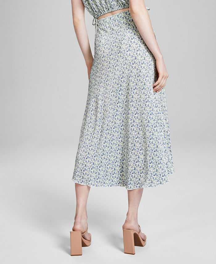 And Now This Women's Floral Print Plisse Midi Skirt, Created for Macy's ...