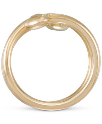 Textured Heart Polished Spiral Bypass Ring in 10k Gold