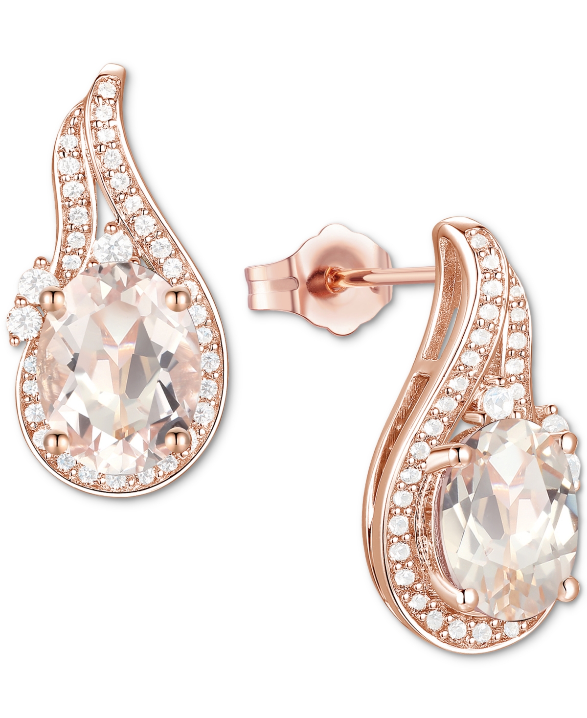 Amethyst (2-1/20 ct. t.w.) & Lab-Grown White Sapphire (3/8 ct. t.w.) Swirl Stud Earrings in 14k Gold-Plated Sterling Silver (Also in Additional Gemsto