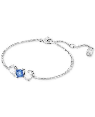Rhodium-Plated Mixed Crystal Link Bracelet
