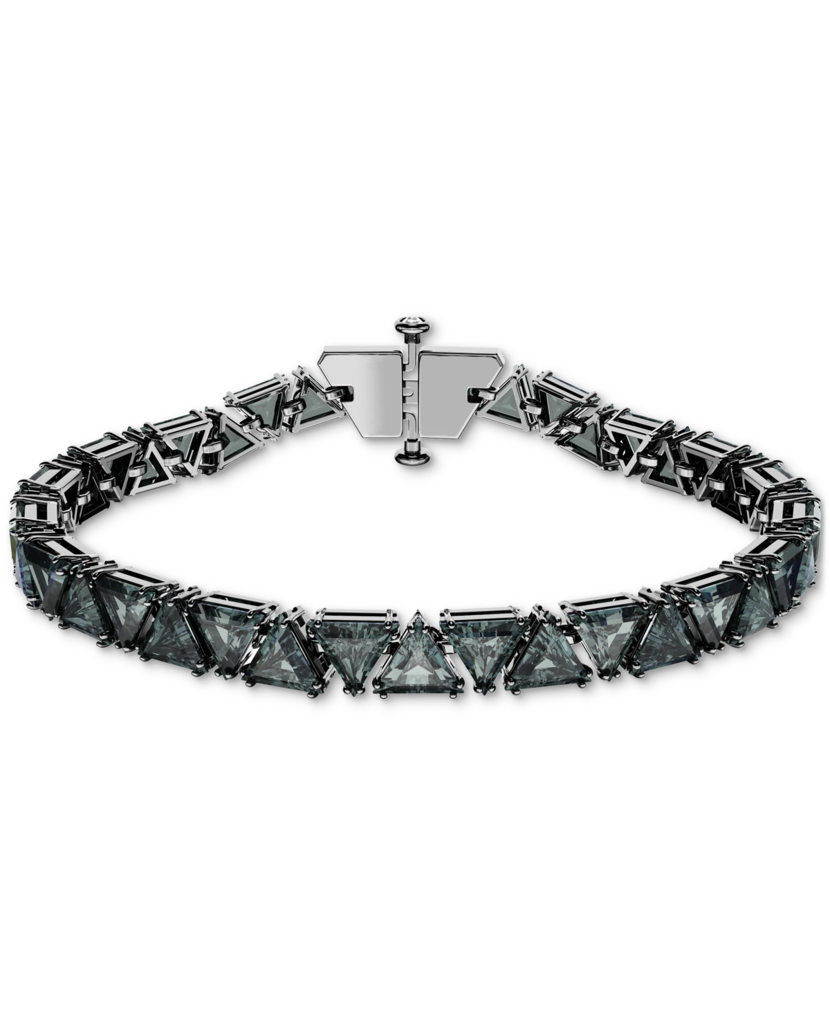 Swarovski Matrix Ruthenium-tone Triangle-cut Black Crystal Tennis Bracelet