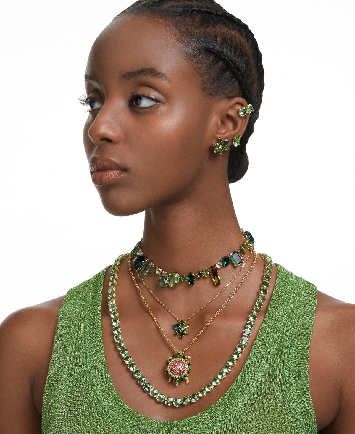 Swarovski Gold-ToneHued Crystal Mixed Cut Collar Necklace, + 1-3/4