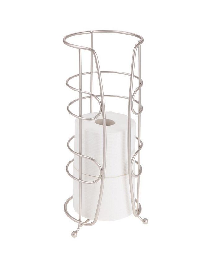 mDesign Metal Freestanding Toilet Paper Stand, Holds 4 Rolls Satin