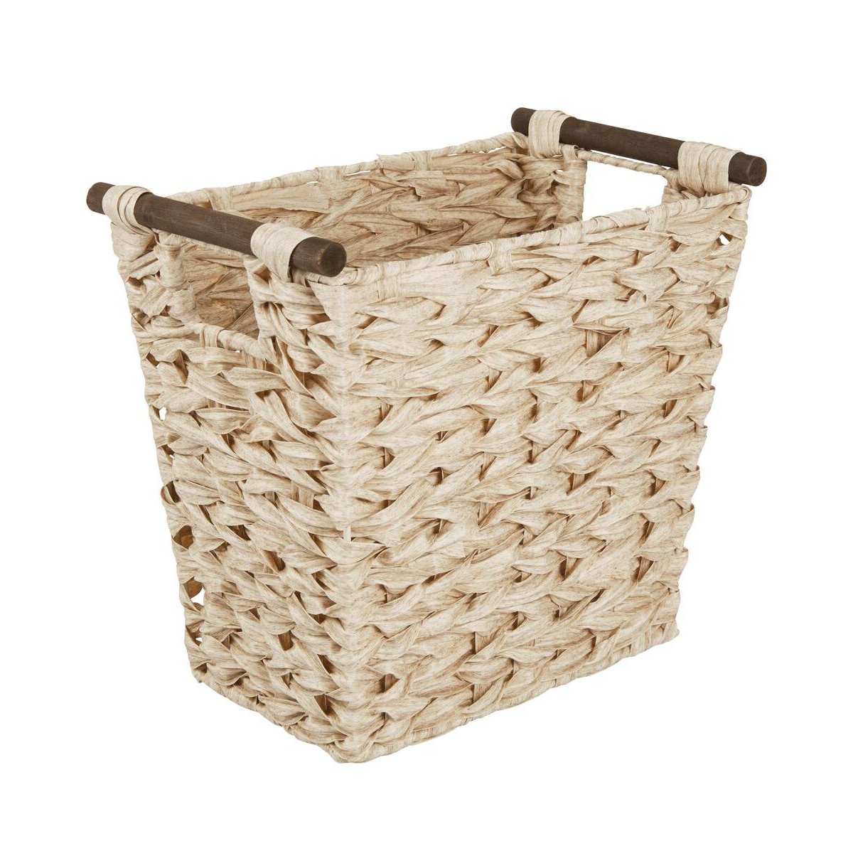Woven Plastic Trash Can Wastebasket, Garbage Container Bin - Natural