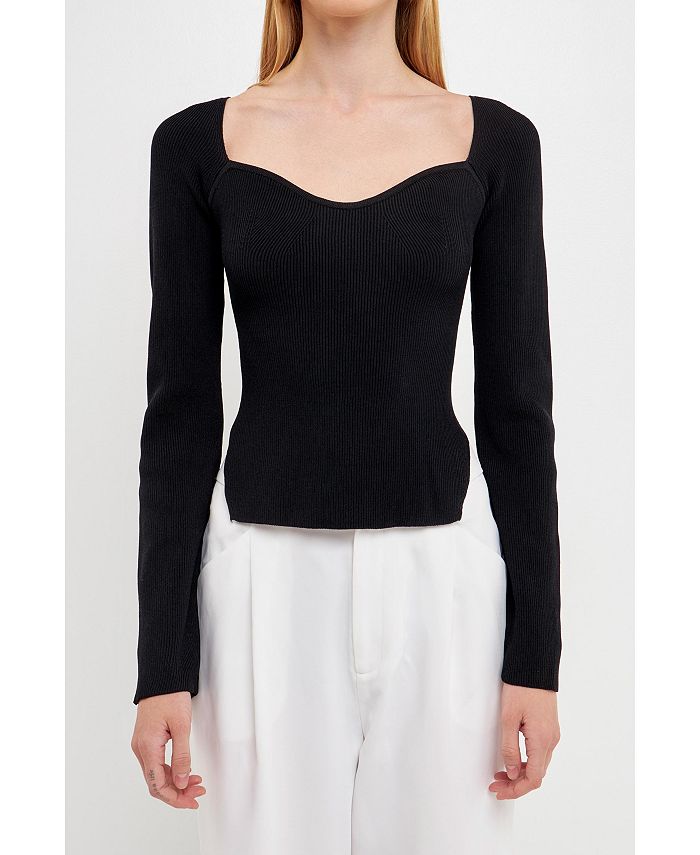Fitted long sleeve sweater clearance