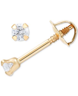 3-Pc. Set Cubic Zirconia Screwback Children's Stud Earrings in 14k Gold