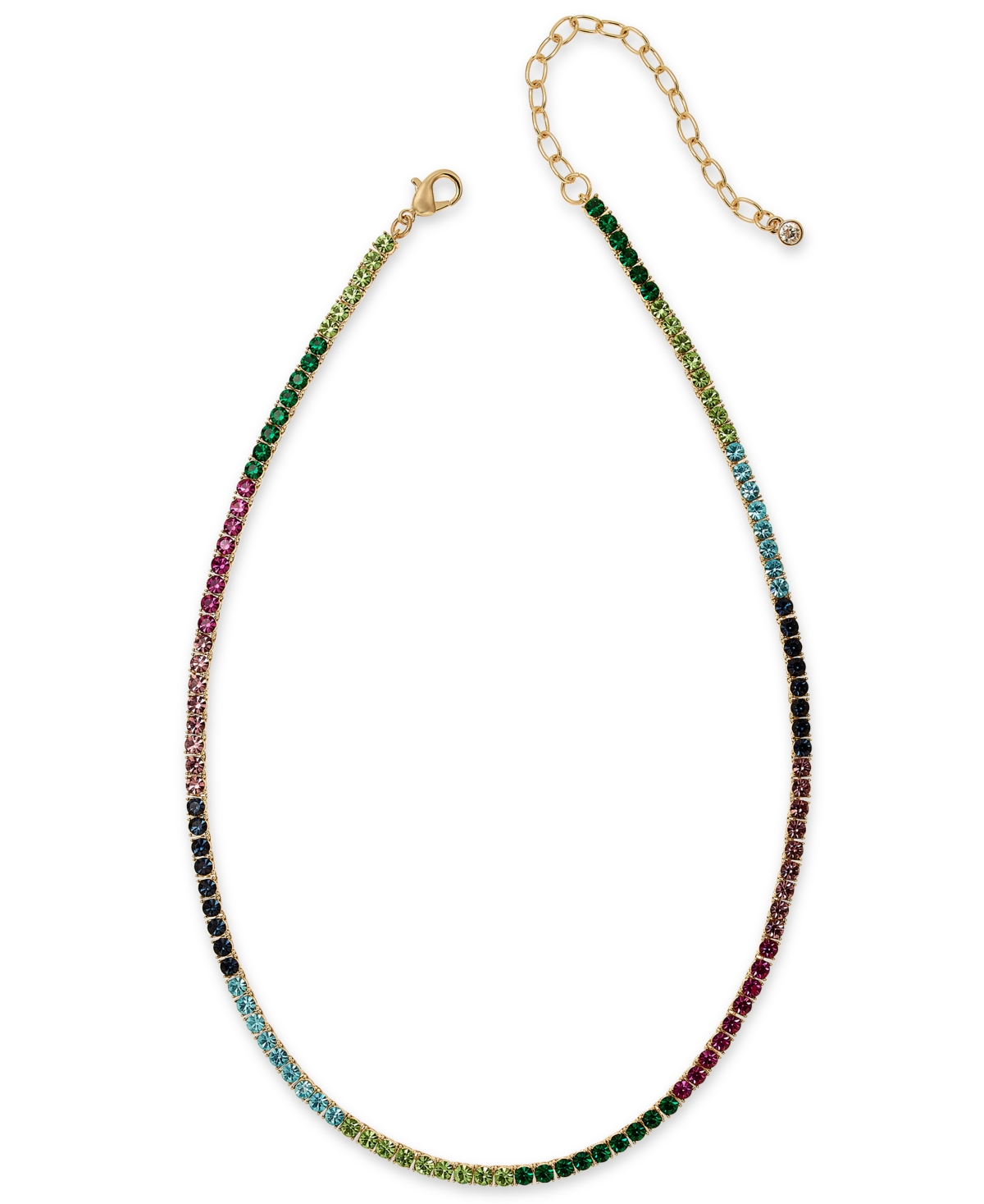 Crystal All-Around Tennis Necklace, 15" + 2" extender, Exclusively at Macy's - Silver