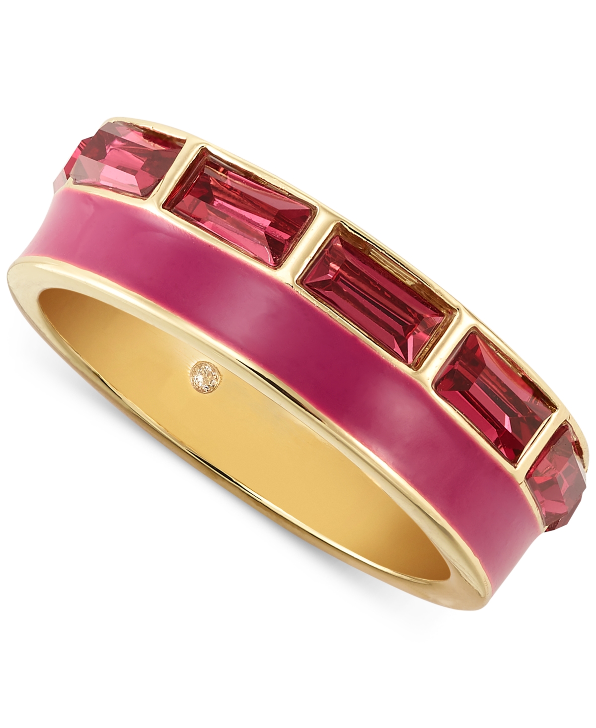 On 34th Gold-tone Stone & Enamel Ring, Created For Macy's In Pink