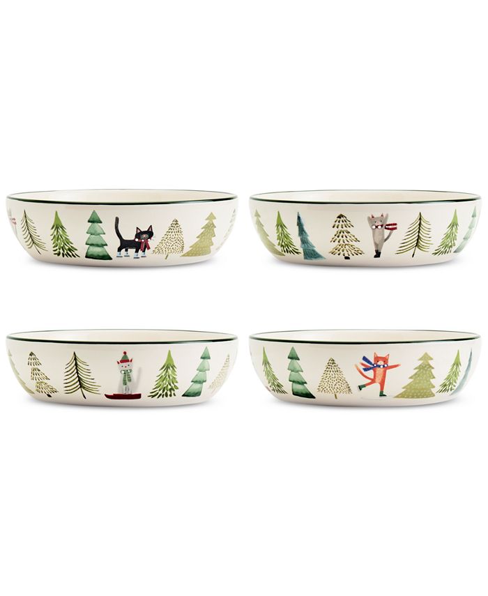 Tabletops Unlimited Furry Cats Dinner Bowls, Set of 4 Macy's