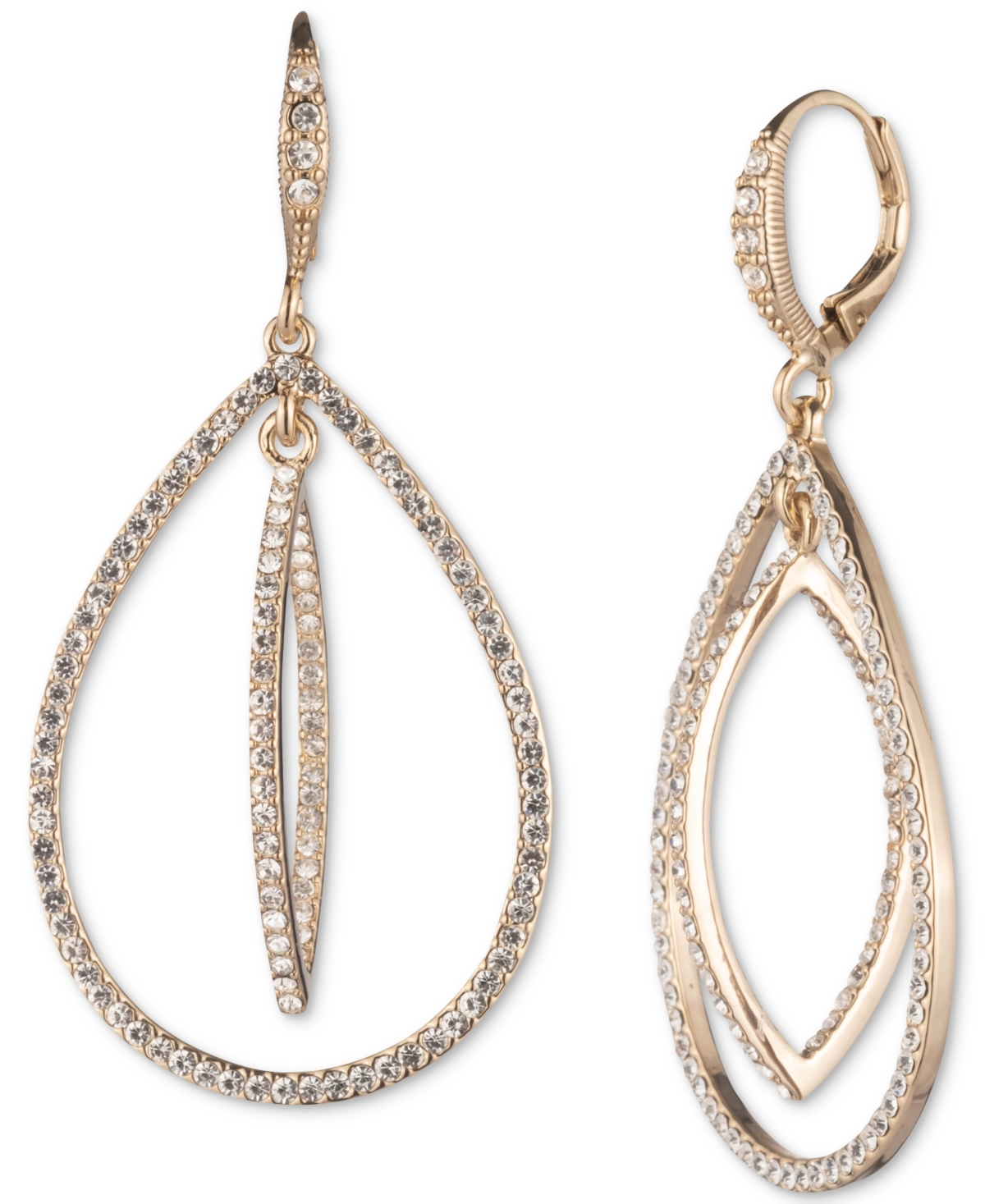 Shop Givenchy Crystal Pave Orbital Drop Earrings In Gold