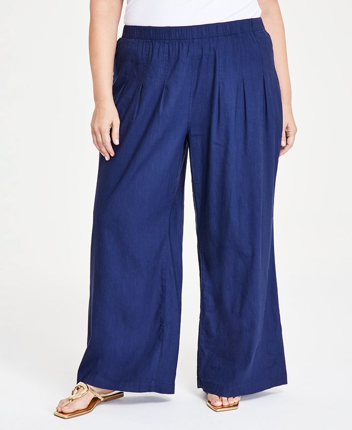 I.N.C. International Concepts Plus Size Wide-Leg Pull-On Pants, Created for  Macy's - Macy's