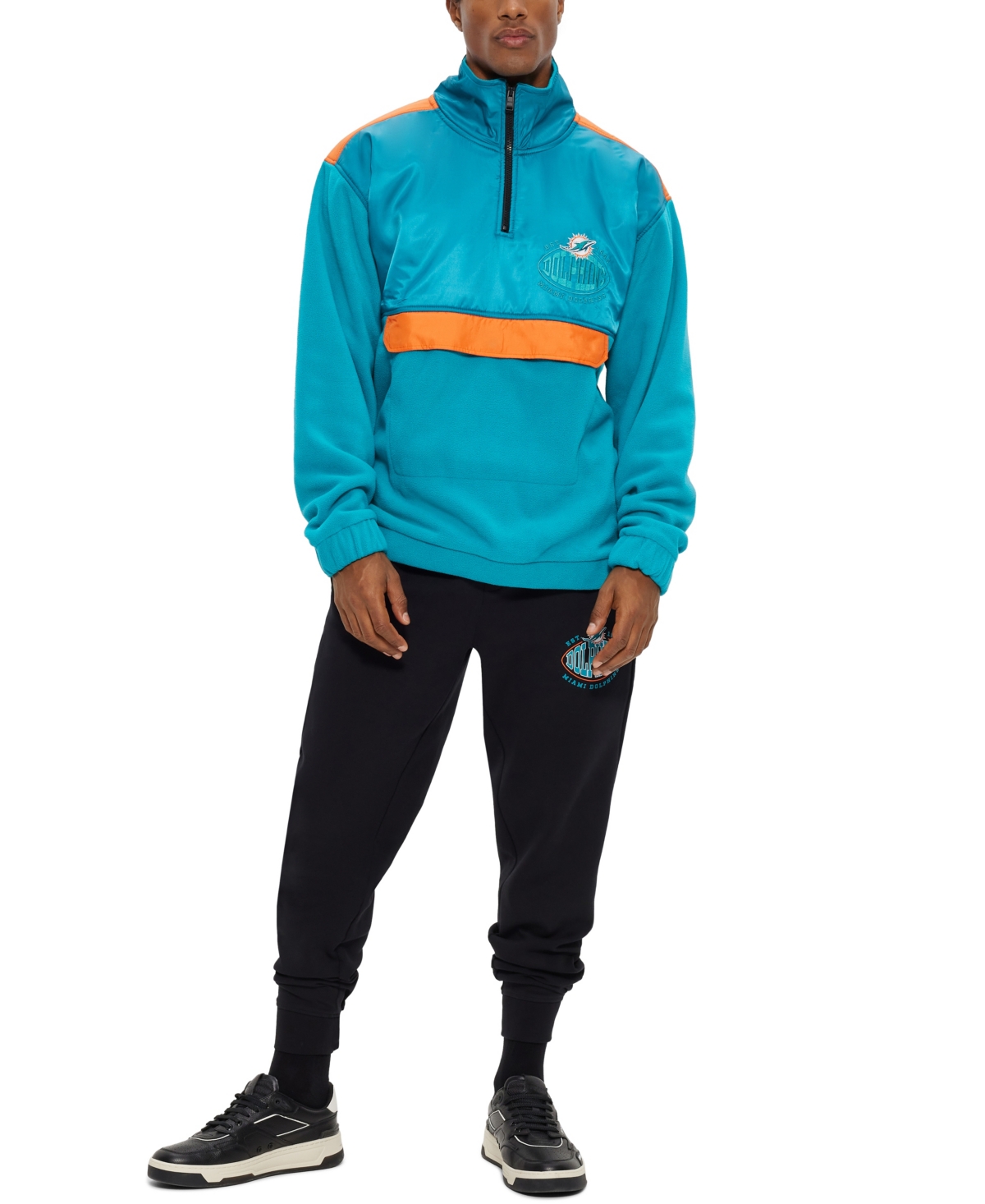 Boss by Hugo Boss Men's Boss x Miami Dolphins Nfl Zip-Neck Sweatshirt