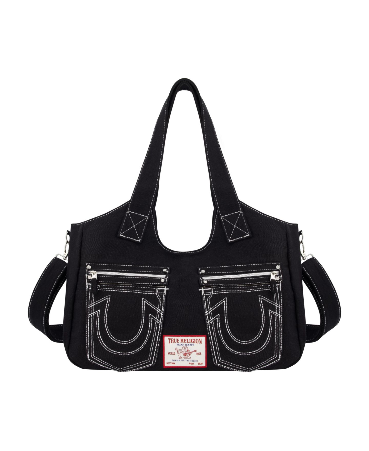 Женская сумка True Religion Horseshoe Stitch Black Satchel, цвет: Чёрный — фото 1