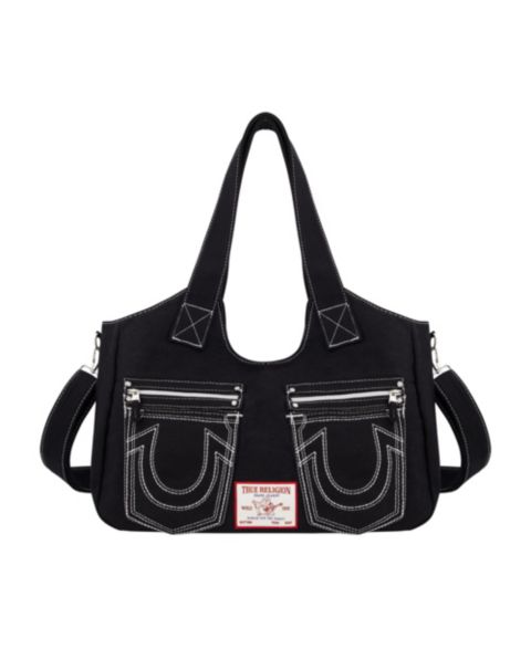 Женская сумка True Religion Horseshoe Stitch Black Satchel, цвет: Чёрный