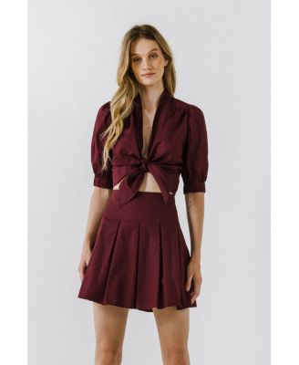 Women's Tied Front Cropped Top