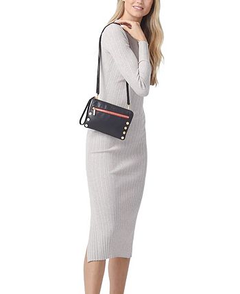 Navy Wide Woven Crossbody Wristlet